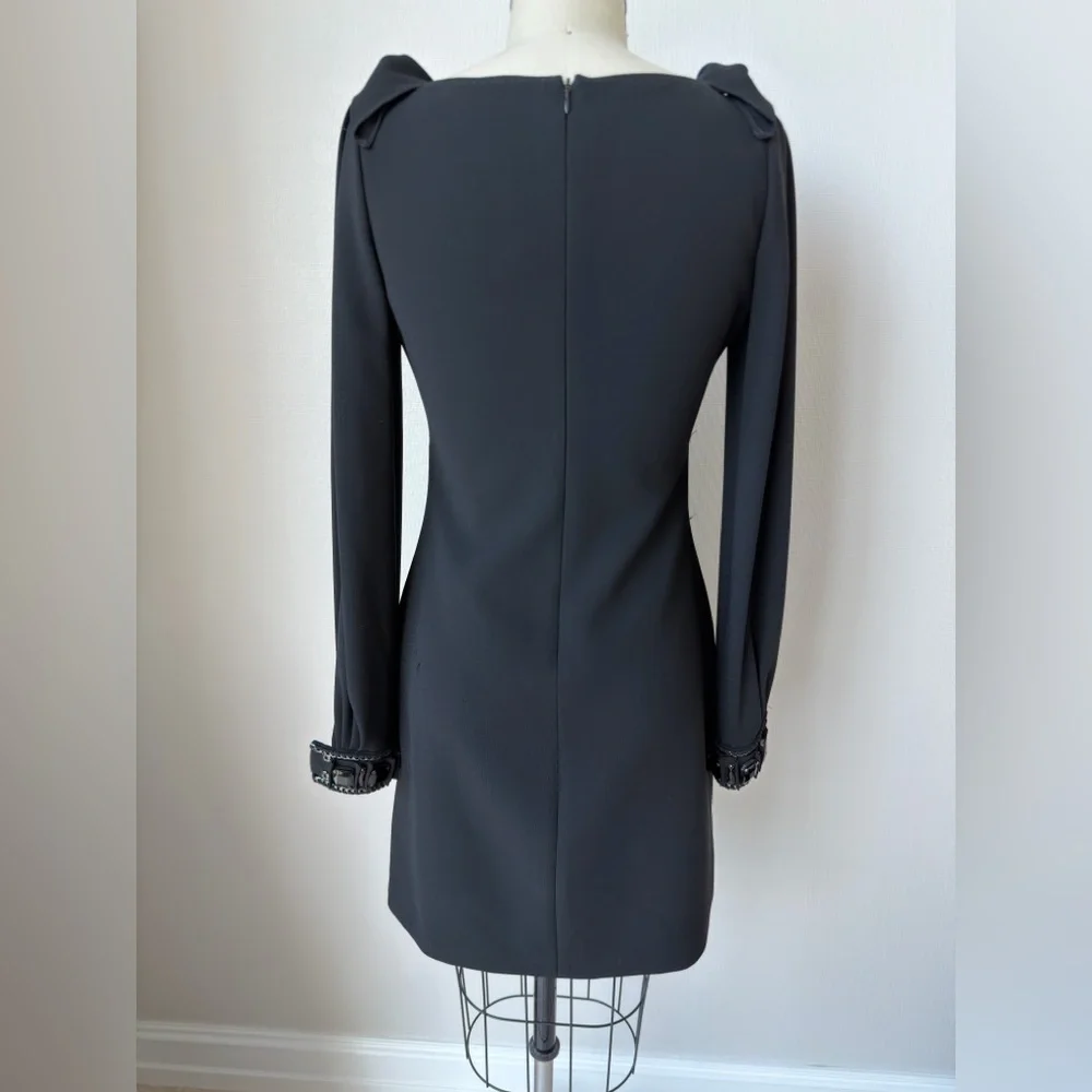 Vintage Elie Tahari Black Long Sleeve Dress with Embellished Cuffs Size 4 - Picture 4 of 17